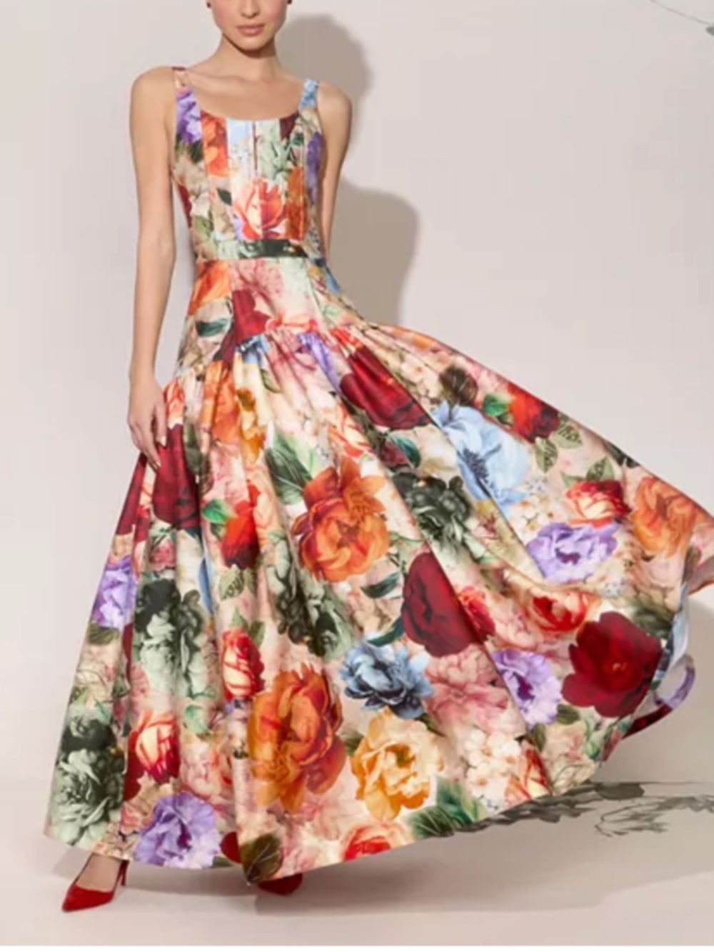 Alice + Olivia Diana Gown Maxi Dress Storm Floral Large Drop Waist -  Size 2 XS